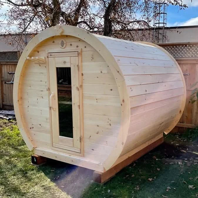 True North Saunas Saunas True North Schooner Canadian Made 2-8 Person Outdoor Traditional Barrel Sauna