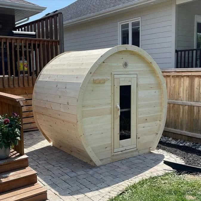 True North Saunas Saunas True North Schooner Canadian Made 2-8 Person Outdoor Traditional Barrel Sauna