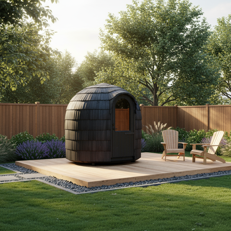 Iglucraft Saunas Black / Black Iglucraft Single Iglusauna 4 Person Outdoor Sauna