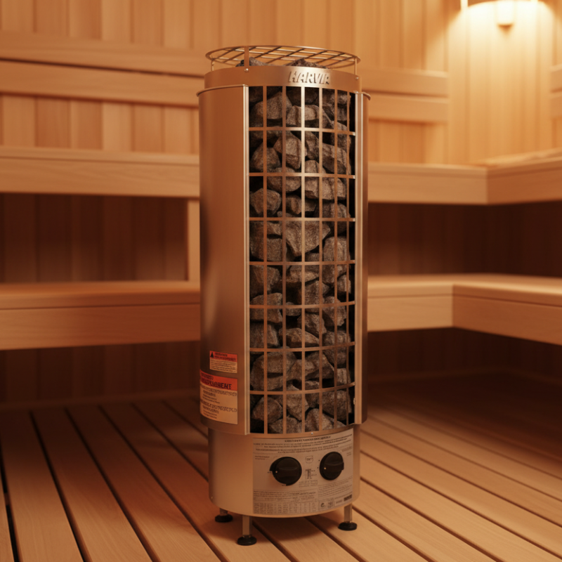Harvia Cilindro PC90 9kW Sauna Heater with Built-In Controls