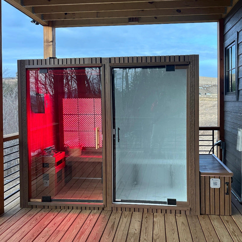 GeyserSteam Saunas GeyserSteam Minka 2 Person Outdoor/Indoor Hybrid Sauna & Steam Room Cabin