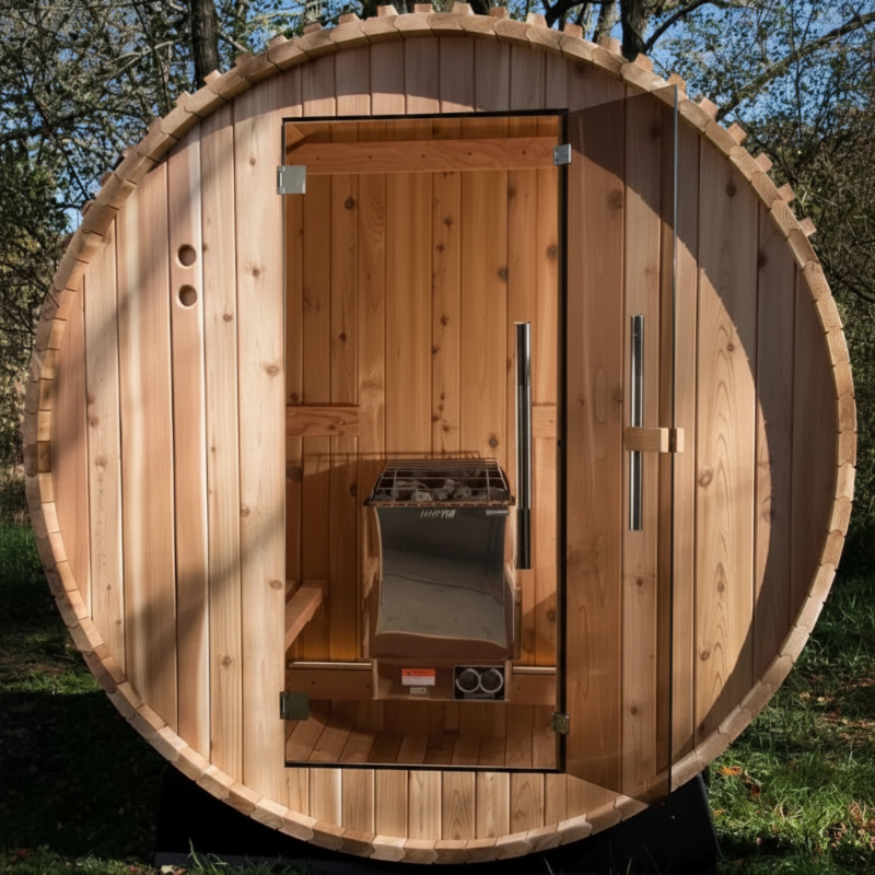 Almost Heaven Almost Heaven Pinnacle 4 Person Barrel Sauna + Almost Heaven Kirami 4 Person Hot Tub