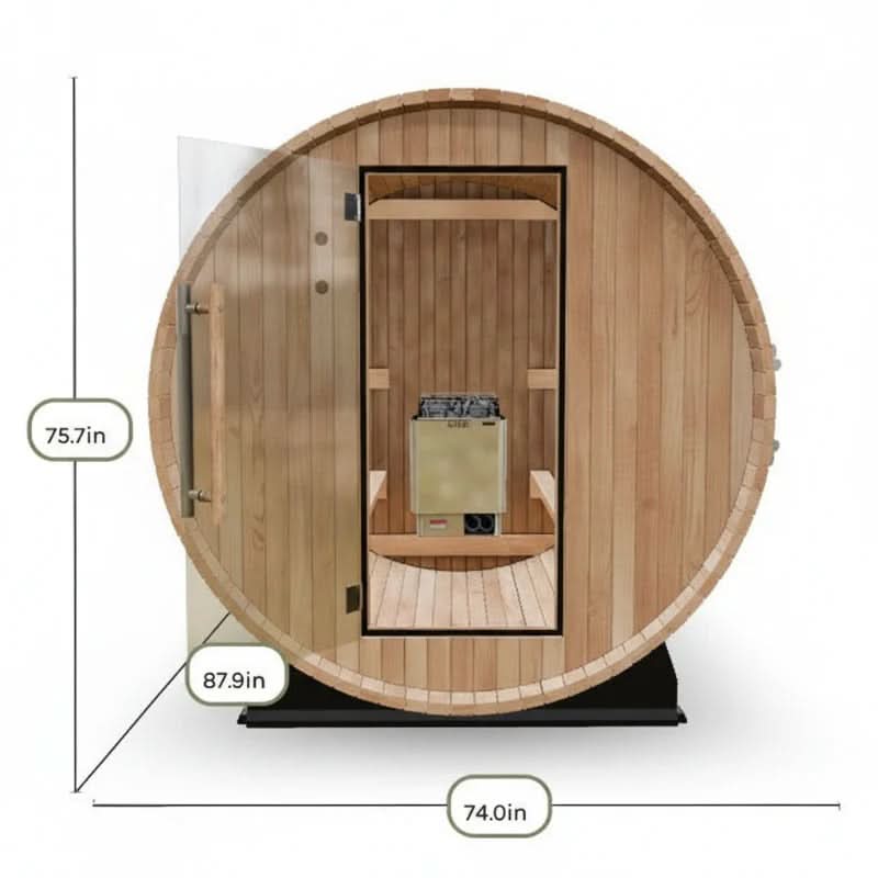 Almost Heaven Saunas & Hot Tubs Almost Heaven Pinnacle 4 Person Barrel Sauna & Almost Heaven Serenity 4 Person Wood Fired Hot Tub