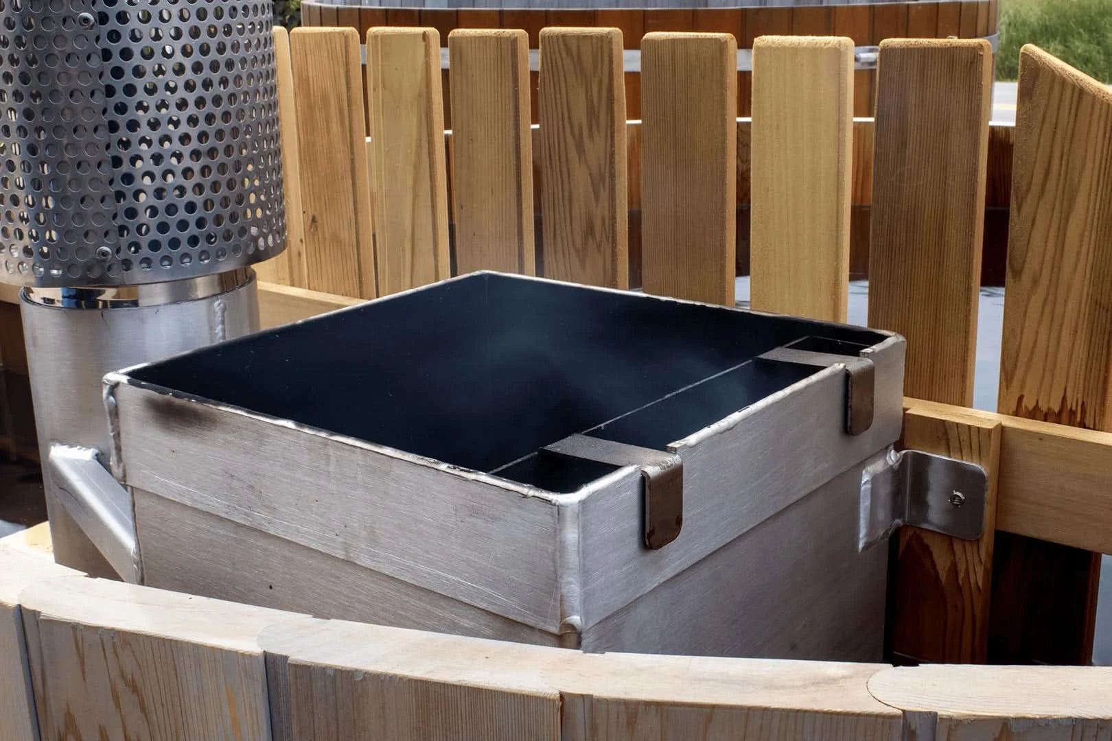 Northern Lights Hot Tubs Northern Lights 4 Person Wood Fired Hot Tub - Interior Stove