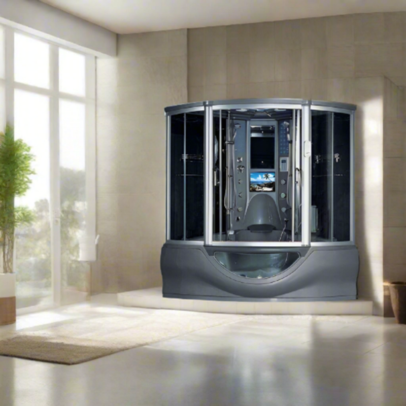 Maya Bath Showers Maya Bath Superior Platinum Grey 2-Person Freestanding Steam Shower