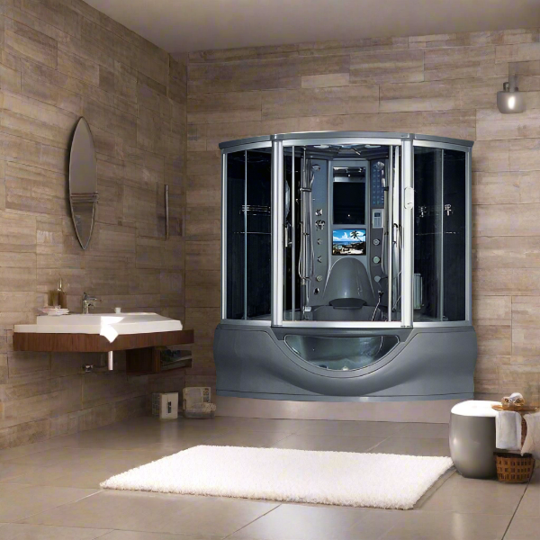 Maya Bath Superior Platinum Grey 2-Person Freestanding Steam Shower