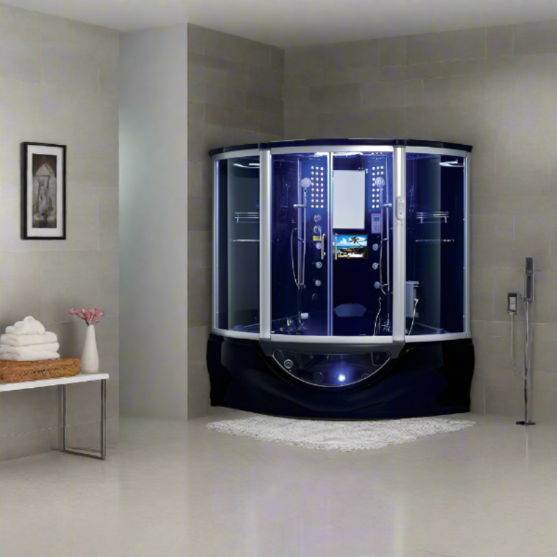 Maya Bath Showers Maya Bath The Superior Platinum Black 2-Person Freestanding Steam Shower