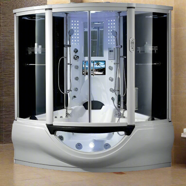 Maya Bath Showers Maya Bath The Superior Platinum White 2 Person Freestanding Steam Shower