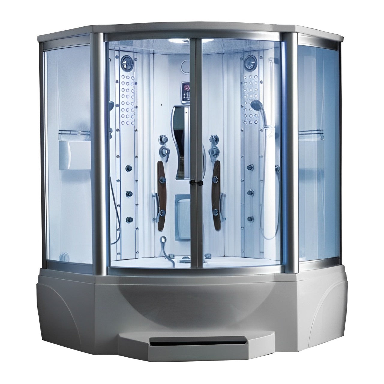 Mesa Showers Mesa WS-608A 2 Person Corner Steam Shower with Jetted Tub - 63" x 63" x 85"