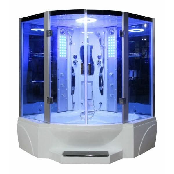 Mesa Showers Mesa WS-608P Steam Shower Tub Combo-63"x63"x85" (Blue Glass)