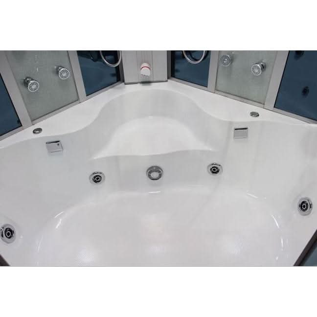 Mesa Showers Mesa WS-701A 2 Person Corner Steam Shower with Jetted Tub - 66"L x 66"W x 87"H (Blue Glass)