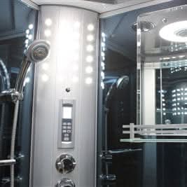 Mesa Showers Mesa WS-801L 1 Person Corner Steam Shower - 42"L x 42"W x 85"H (Blue Glass)