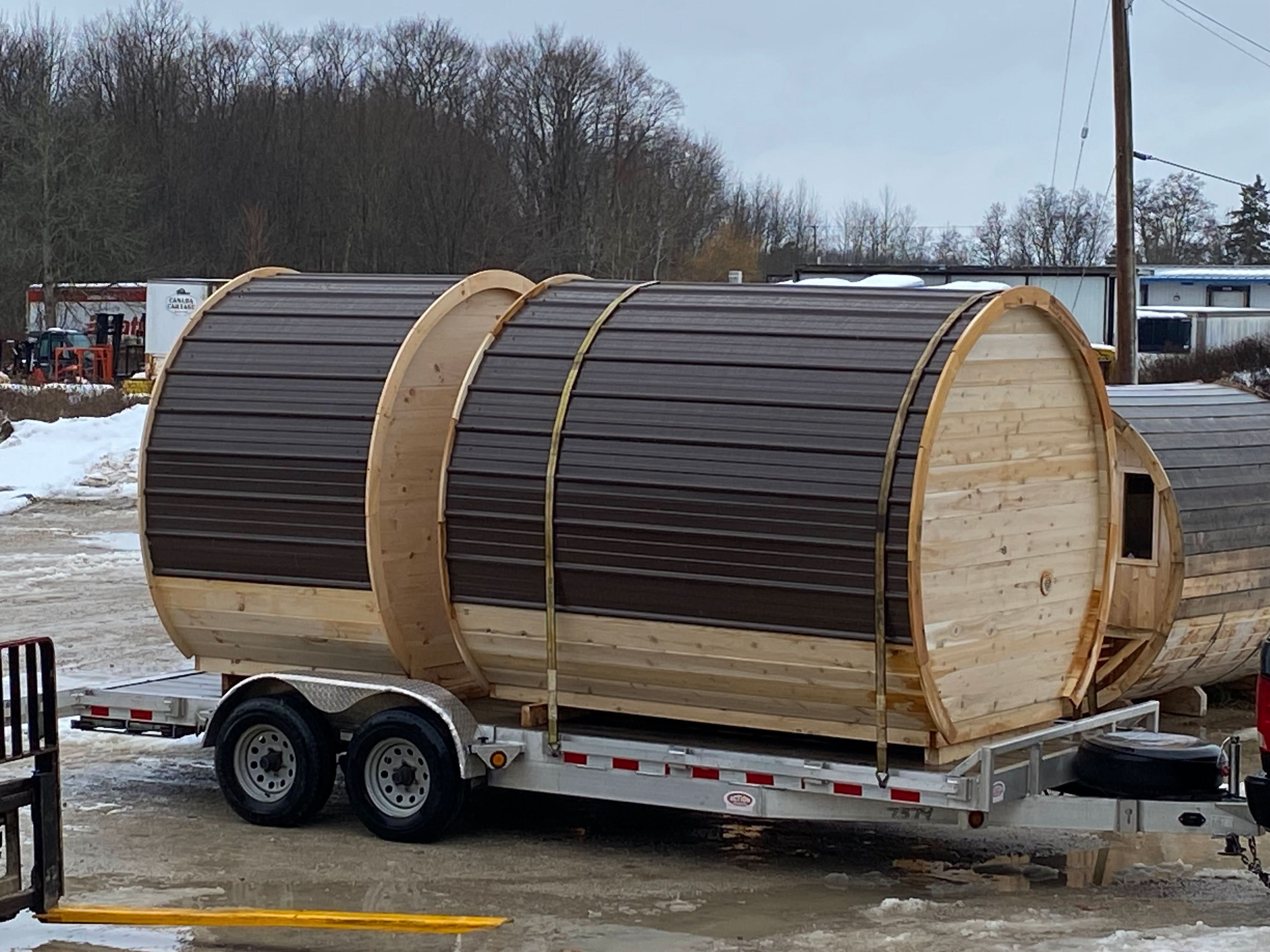 True North Saunas Saunas True North Canadian Made 6-8 Person 9' Long Outdoor Traditional Barrel Sauna