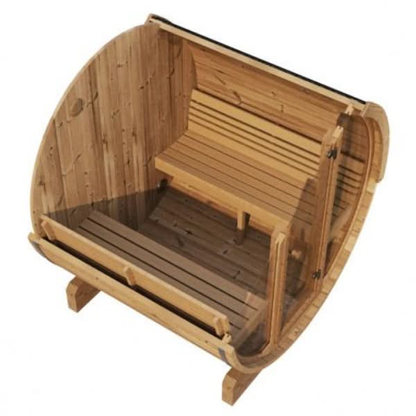 SaunaLife Saunas SaunaLife Model E7G 4 Person Barrel Sauna With Glass Front