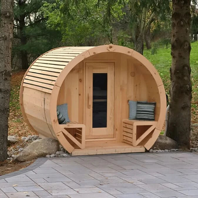 True North Saunas Saunas True North Schooner Canadian Made 2-8 Person Outdoor Traditional Barrel Sauna