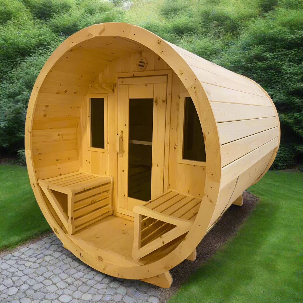 True North Saunas Saunas True North Canadian Made 6-8 Person 9' Long Outdoor Traditional Barrel Sauna