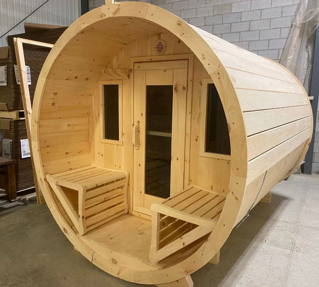 True North Saunas Saunas True North Canadian Made 2-4 Person 6' Long Outdoor Traditional Barrel Sauna