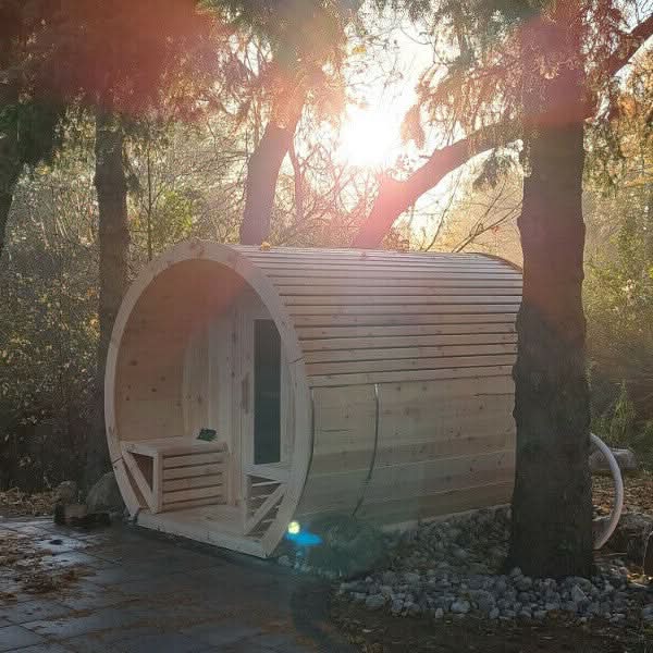 True North Saunas Saunas True North Schooner Canadian Made 2-8 Person Outdoor Traditional Barrel Sauna