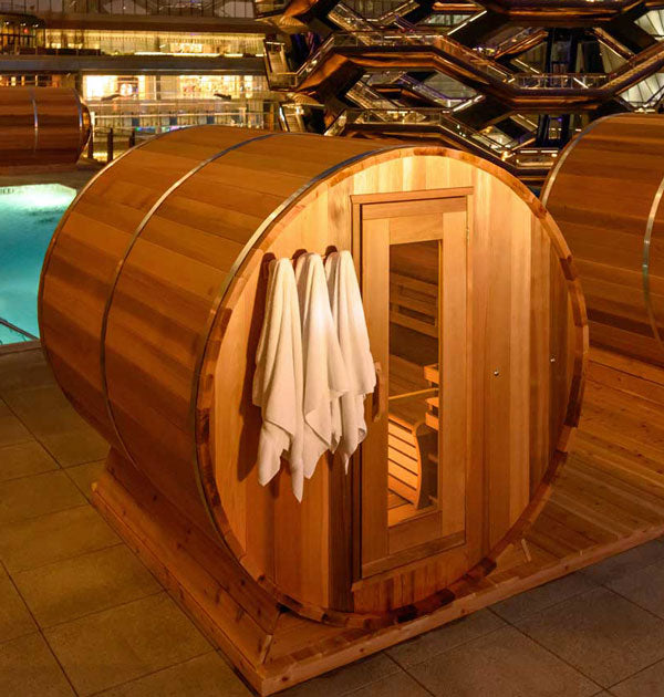 Dundalk LeisureCraft Saunas Dundalk LeisureCraft Clear Cedar Panoramic View 6 Person Barrel Sauna