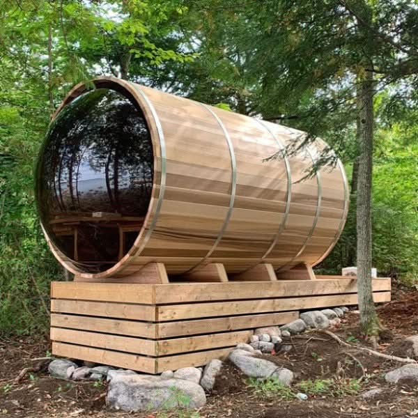 Dundalk LeisureCraft Saunas Dundalk LeisureCraft Clear Cedar Panoramic View 6 Person Barrel Sauna