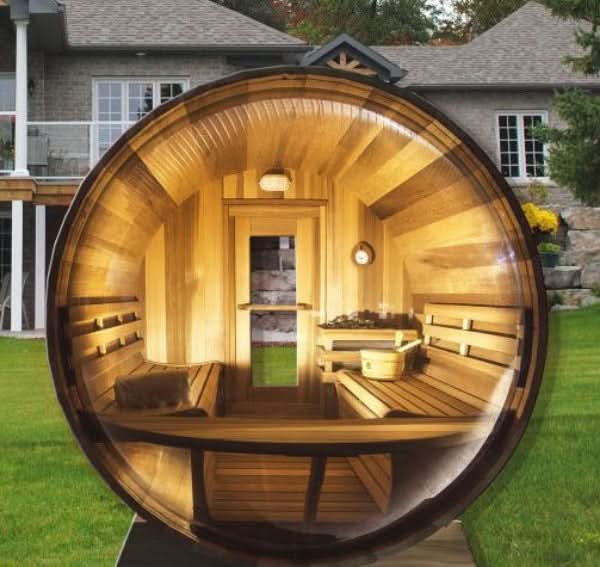 Dundalk LeisureCraft Saunas Dundalk LeisureCraft Clear Cedar Panoramic View 6 Person Barrel Sauna