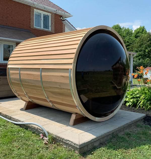 Dundalk LeisureCraft Saunas Dundalk LeisureCraft Clear Cedar Panoramic View 6 Person Barrel Sauna