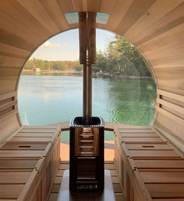 Dundalk LeisureCraft Saunas Dundalk LeisureCraft Clear Cedar Panoramic View 6 Person Barrel Sauna