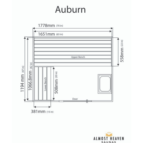 Almost Heaven Saunas Almost Heaven 2-3 Person Auburn Indoor Sauna