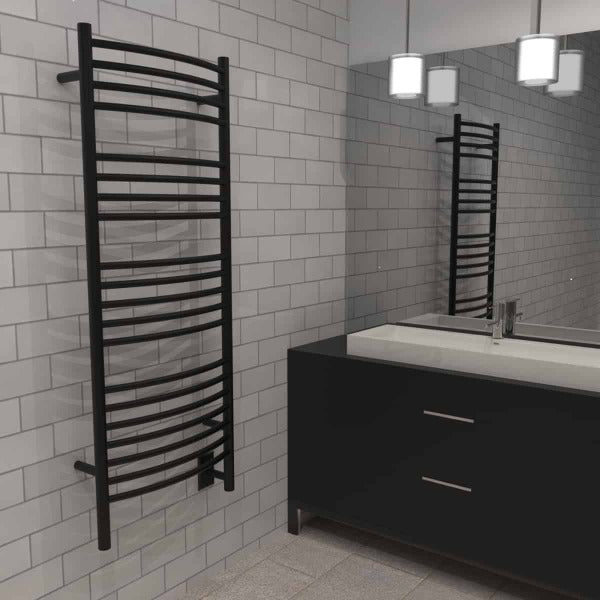Amba Towel Racks DCMB - Matte Black Amba Jeeves Model D Curved 20 Bar Hardwired Towel Warmer