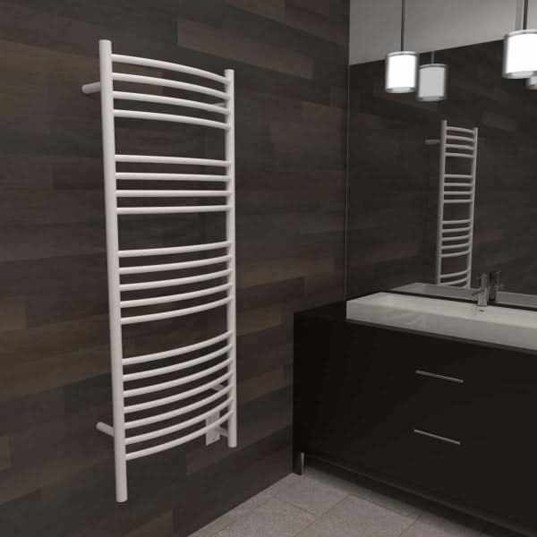 Amba Towel Racks DCW - White Amba Jeeves Model D Curved 20 Bar Hardwired Towel Warmer