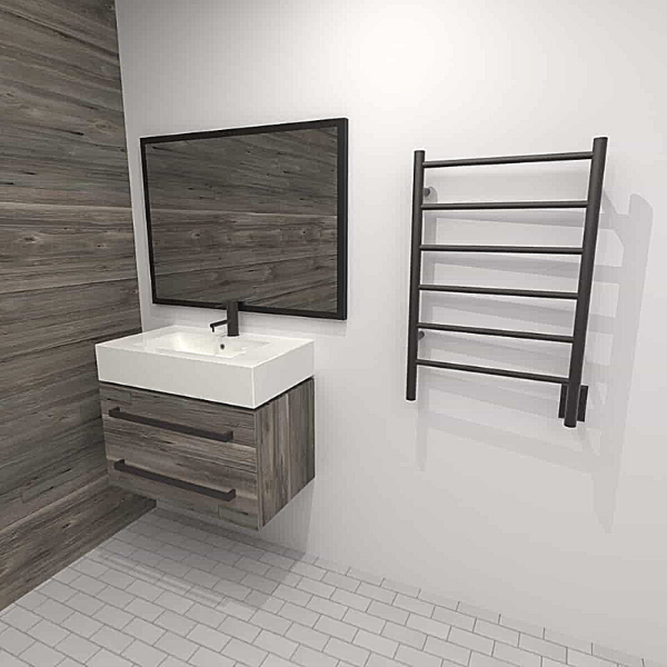 Amba Towel Racks JSMB - Matte Black Amba Jeeves Model J Straight 6 Bar Hardwired Drying Rack