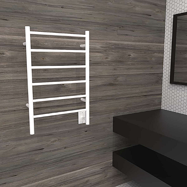 Amba Towel Racks JSW - White Amba Jeeves Model J Straight 6 Bar Hardwired Drying Rack