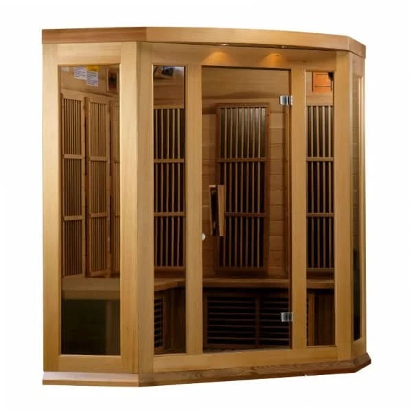 Golden Designs Saunas Golden Designs Maxxus Avignon 3 Person Corner Near Zero EMF FAR IR Sauna (MX-K356-01-ZF CED)