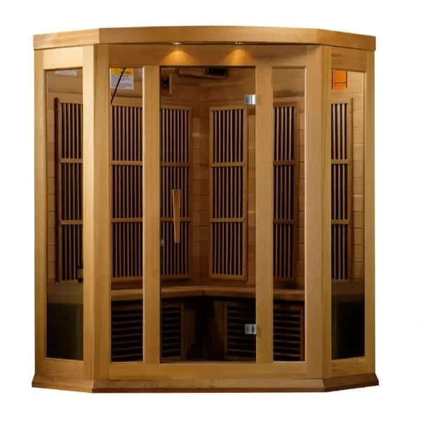 Golden Designs Saunas Golden Designs Maxxus Avignon 3 Person Corner Near Zero EMF FAR IR Sauna (MX-K356-01-ZF CED)