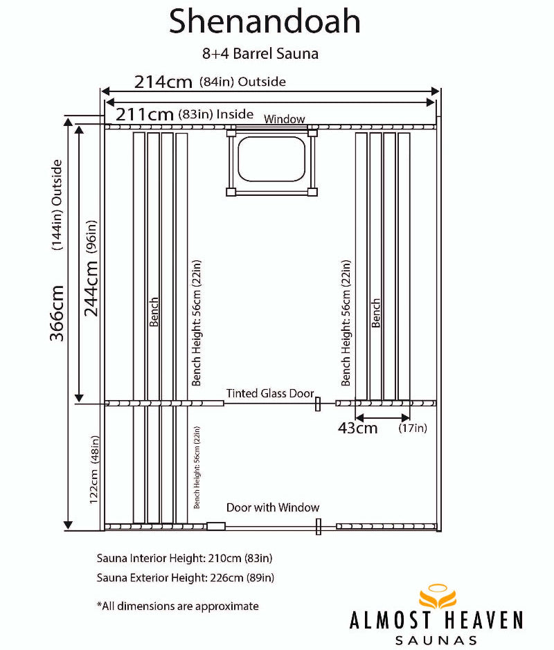 Almost Heaven Saunas Almost Heaven Shenandoah 4 Person Barrel Sauna