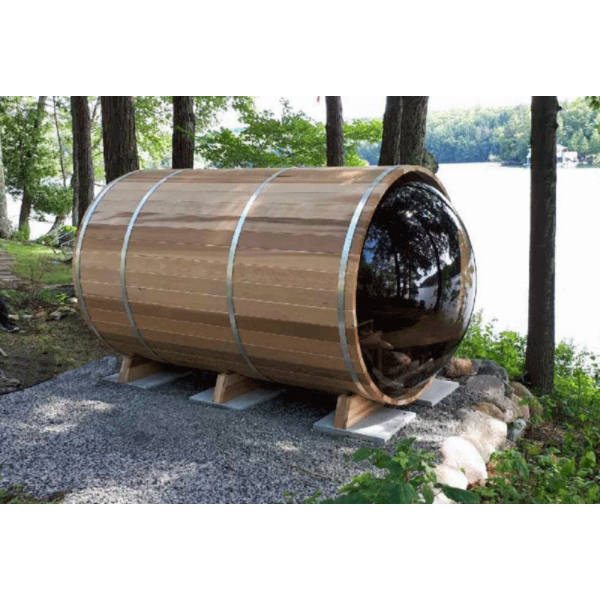 Dundalk LeisureCraft Saunas Dundalk LeisureCraft Clear Cedar Panoramic View 6 Person Barrel Sauna
