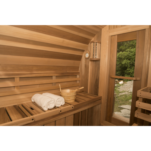 Dundalk LeisureCraft Saunas Dundalk LeisureCraft Clear Cedar Panoramic View 6 Person Barrel Sauna