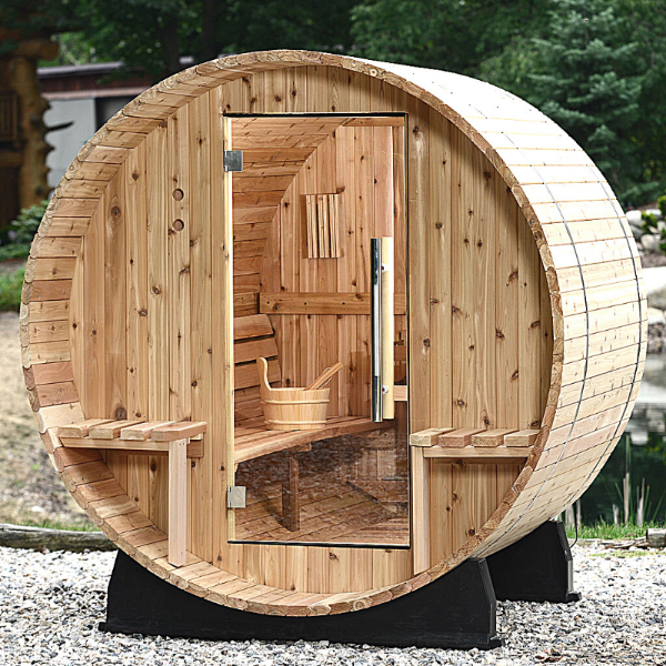 Almost Heaven Outdoor Sauna Almost Heaven Vienna Canopy Barrel 2 Person Sauna
