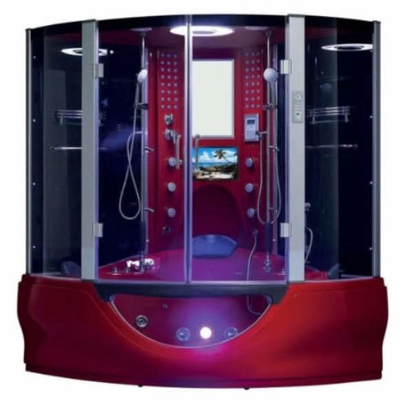 Maya Bath Showers Maya Bath The Superior Platinum Red 2-Person Freestanding Steam Shower