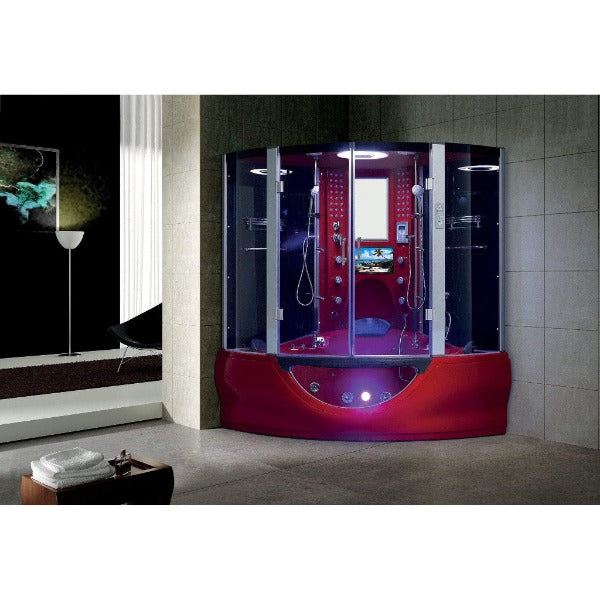 Maya Bath Showers Maya Bath The Superior Platinum Red 2-Person Freestanding Steam Shower