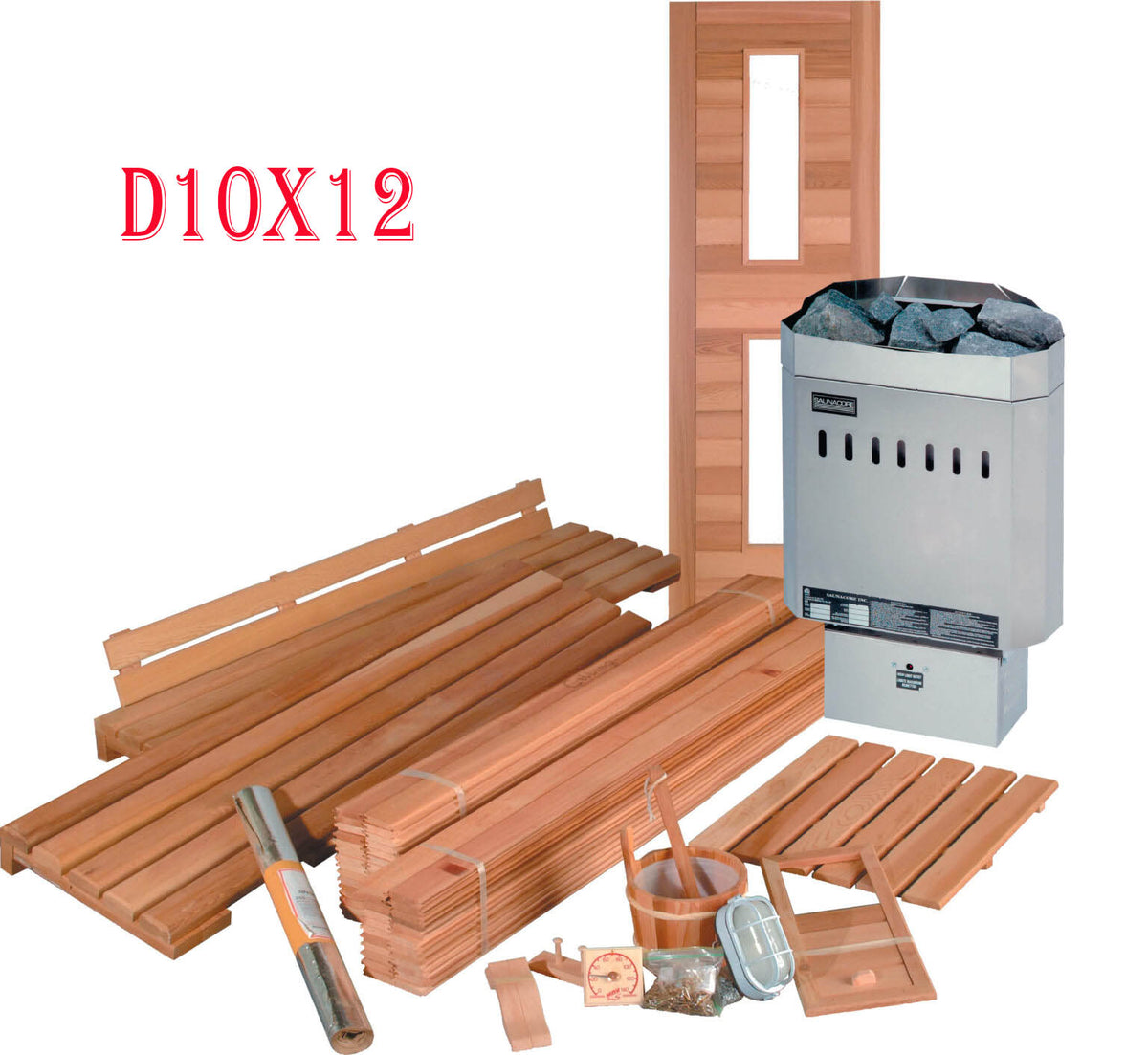 Saunacore Saunas Saunacore D10x12 with 18kW SE Heater Traditional Deluxe DIY Sauna Kits