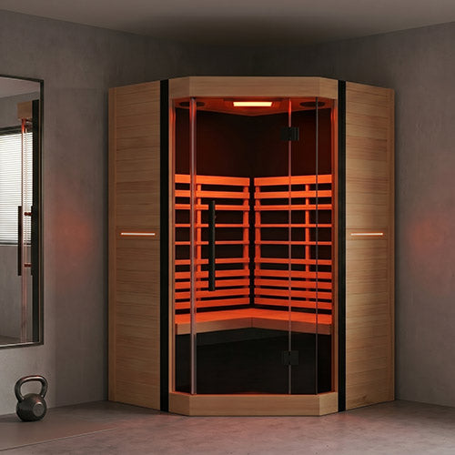 FINSAUNA FINSAUNA Radia IR 300C Infrared Sauna Full-Spectrum 2-Person Home Infrared Sauna, Hemlock