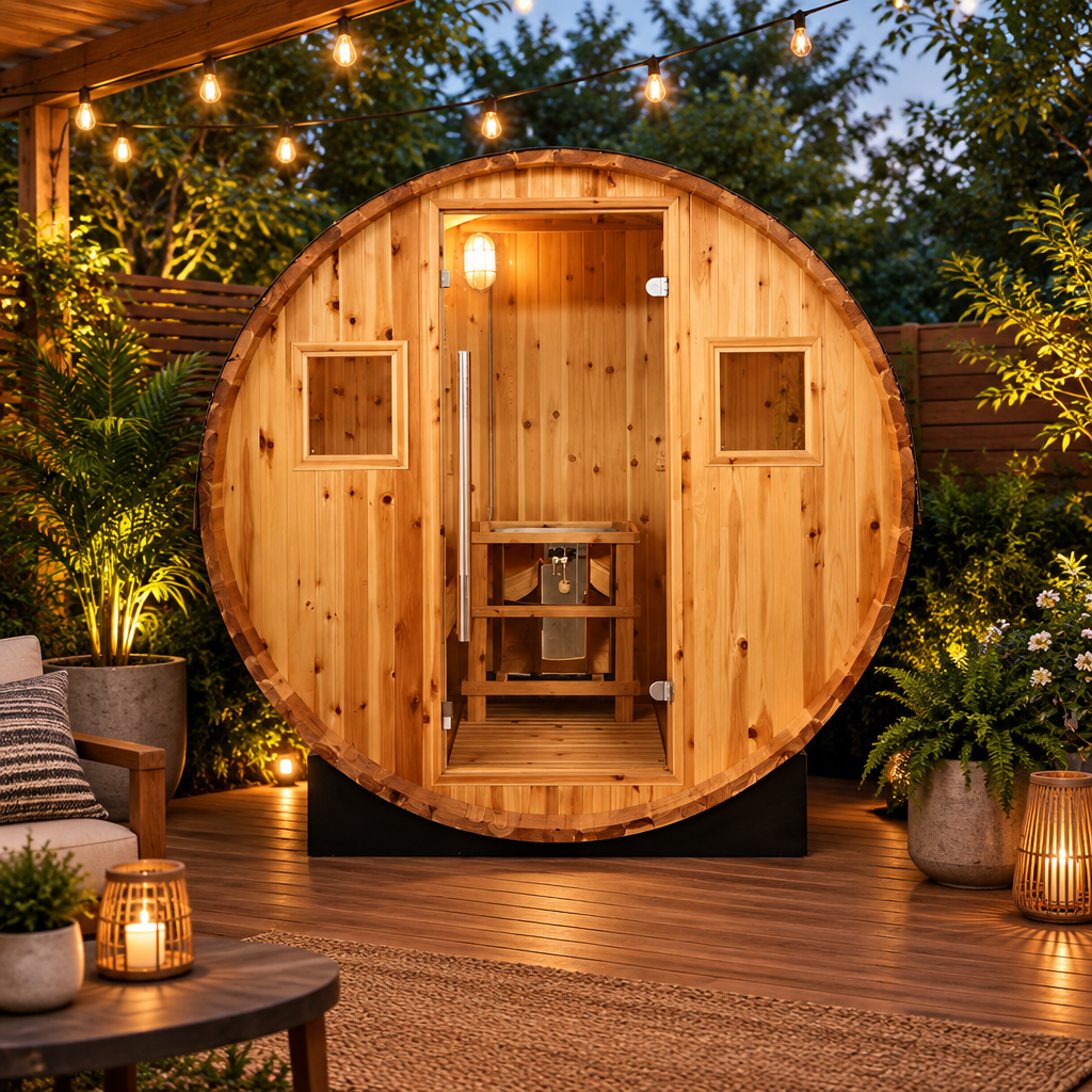 Sunray Saunas Sunray Solace 2 Person Indoor-Outdoor Traditional Barrel Sauna
