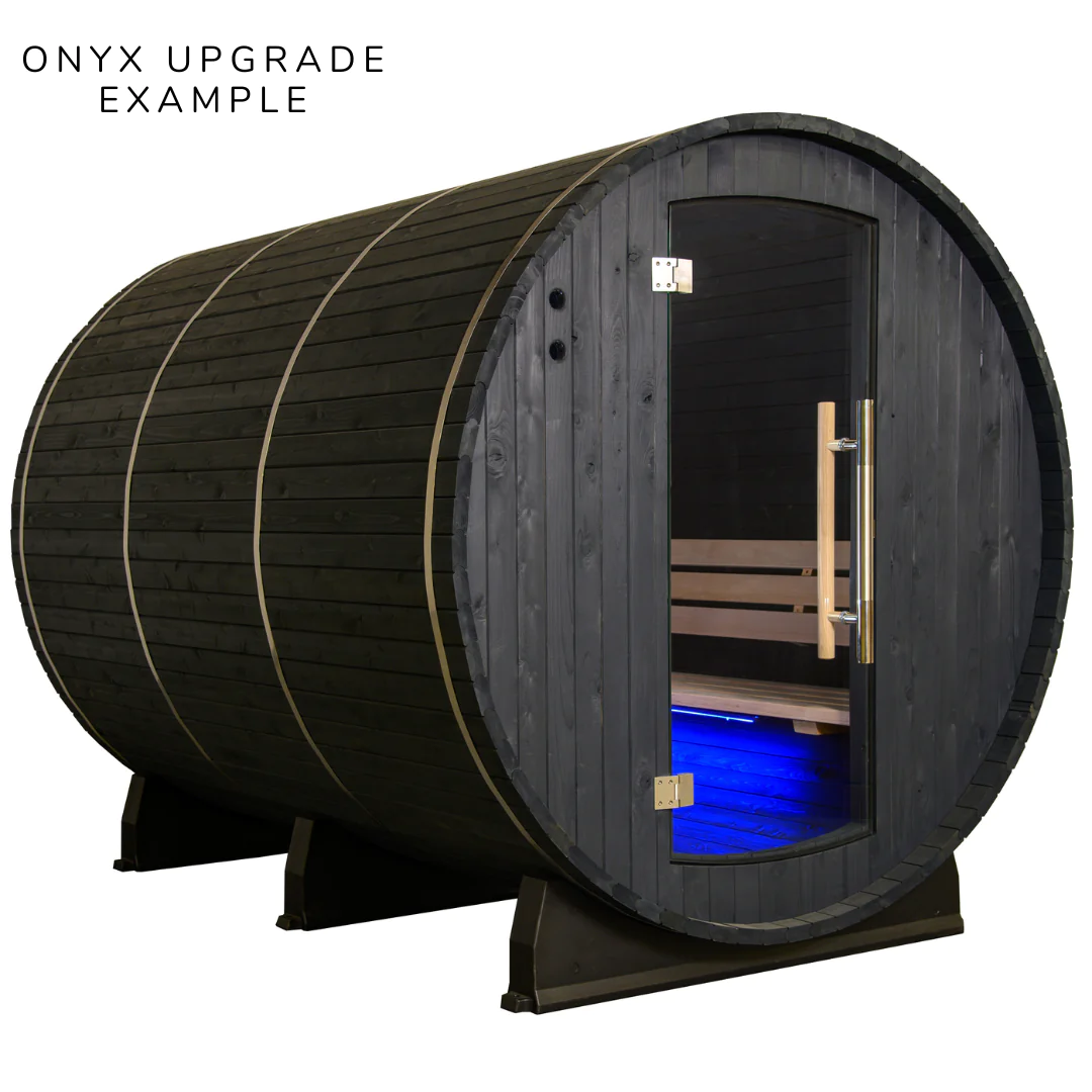 Almost Heaven Huntington 6 Person Canopy Outdoor Barrel Sauna &  Almost Heaven Tower Outdoor Shower