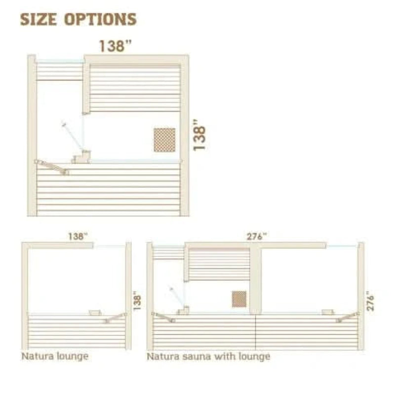 Auroom Saunas Auroom Natura Modern Outdoor Sauna with Changing Room dimensions
