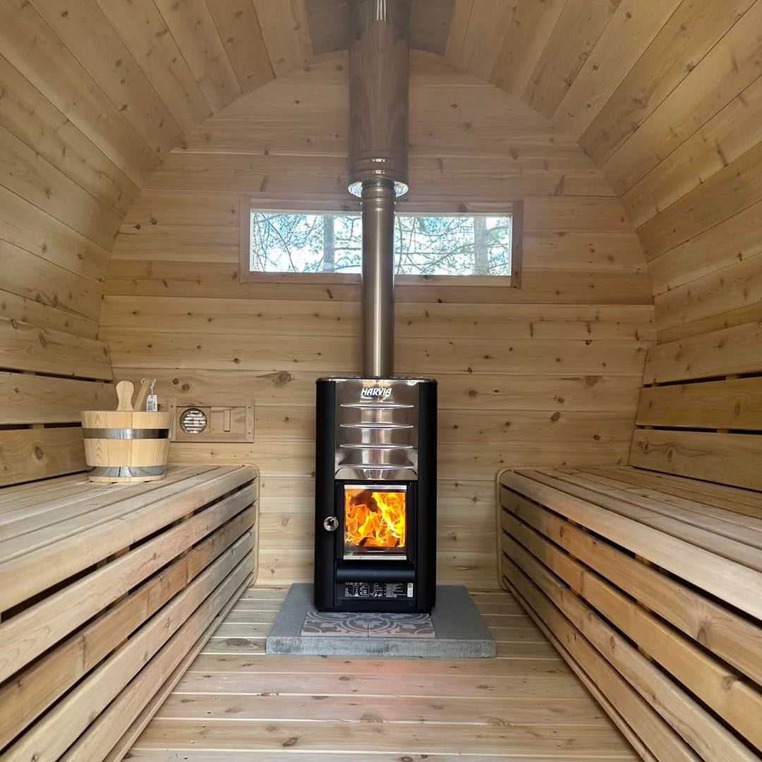 True North Canadian Made 4-6 Person 8' Long Outdoor Traditional Barrel Sauna
