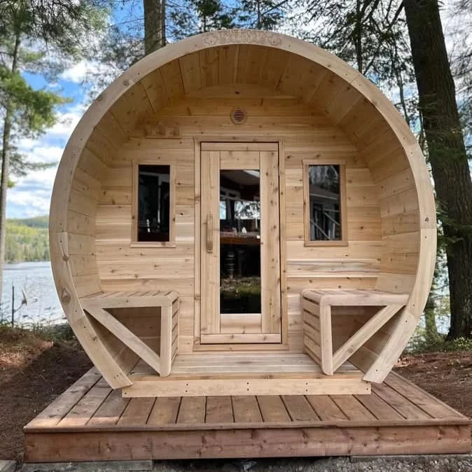 True North Saunas Saunas True North Schooner Canadian Made 2-8 Person Outdoor Traditional Barrel Sauna