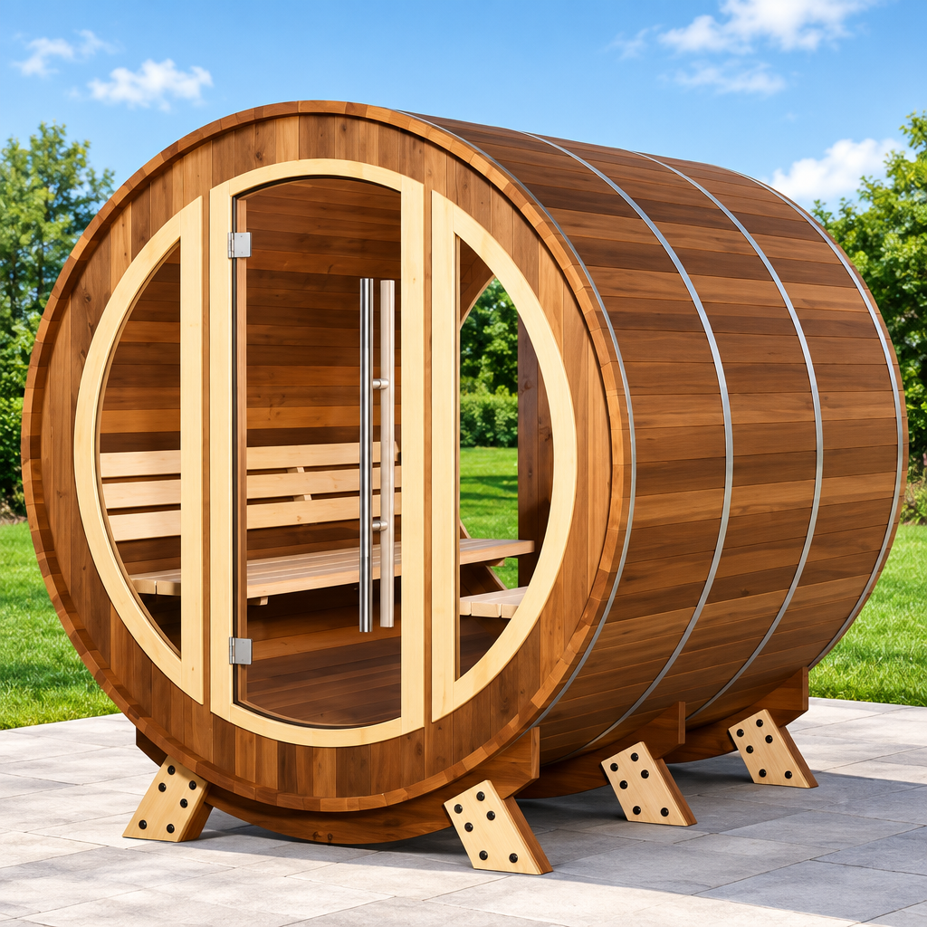 Almost Heaven Saunas Almost Heaven Phoenix 6 Person Outdoor Traditional Barrel Sauna