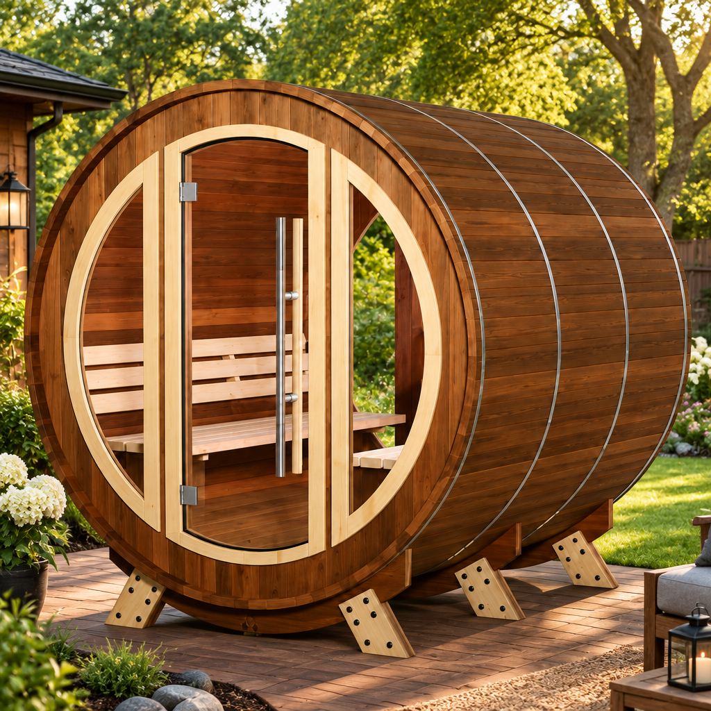 Almost Heaven Saunas Almost Heaven Phoenix 6 Person Outdoor Traditional Barrel Sauna