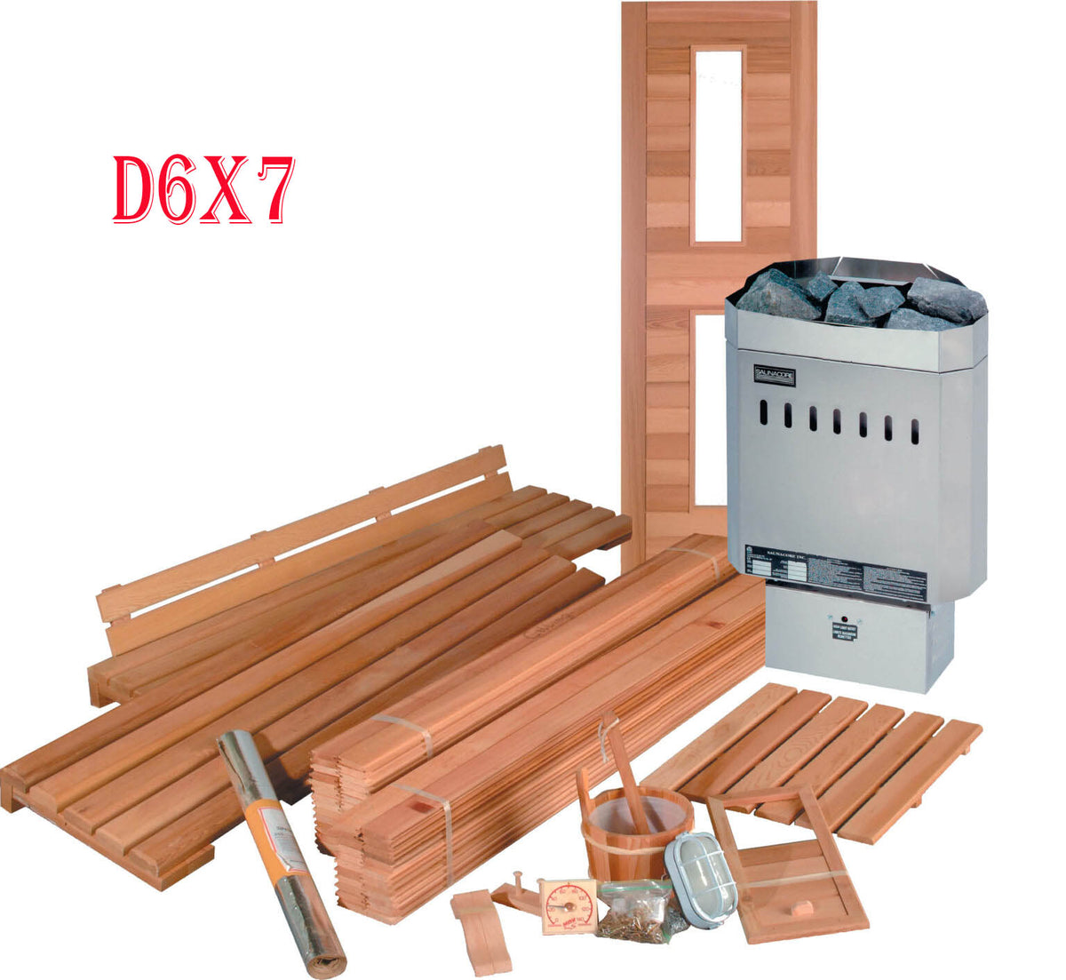 Saunacore Saunas Saunacore D6x7 with 6kW SE Heater Traditional Deluxe DIY Sauna Kits